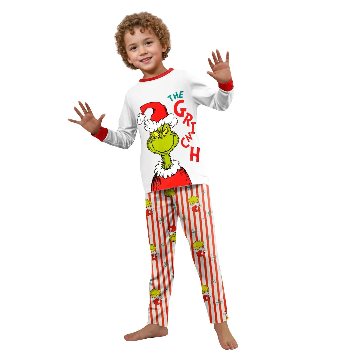  Family Christmas Cartoon Print Pajamas Set, Cozy Holiday Pjs For Photo Shoots & Christmas Morning, Festive Family Sleepwear