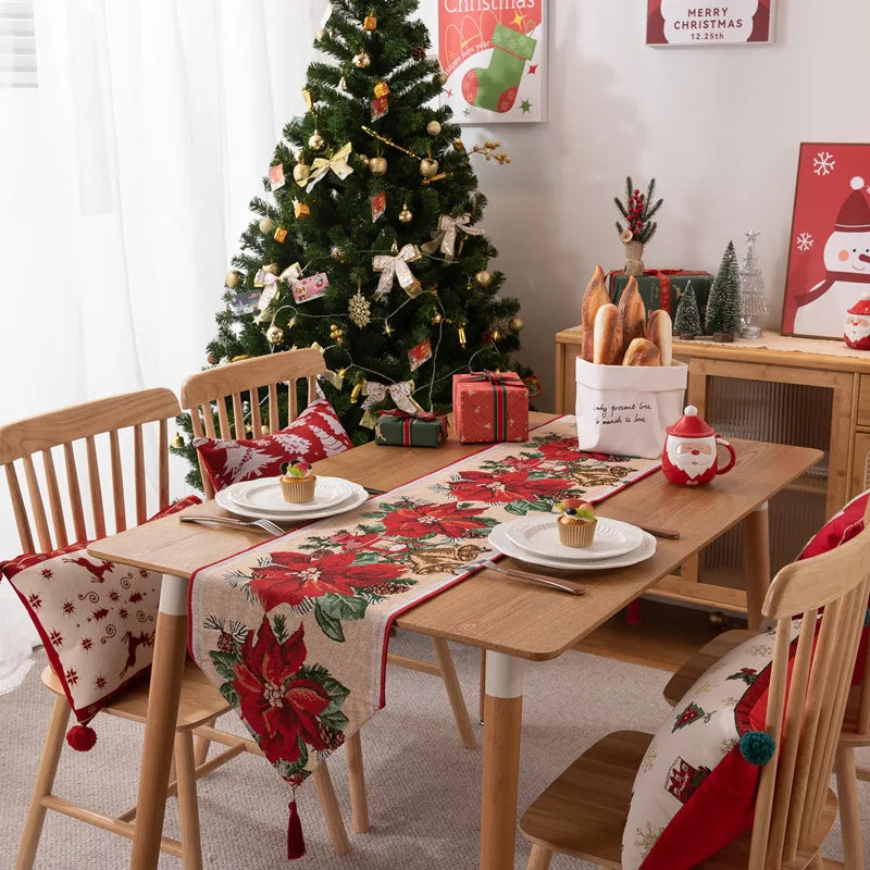 Christmas Table Runner Soft Durable Seasonal Winter Xmas Holiday Kitchen Dining Table Decoration for Indoor Outdoor Home Party