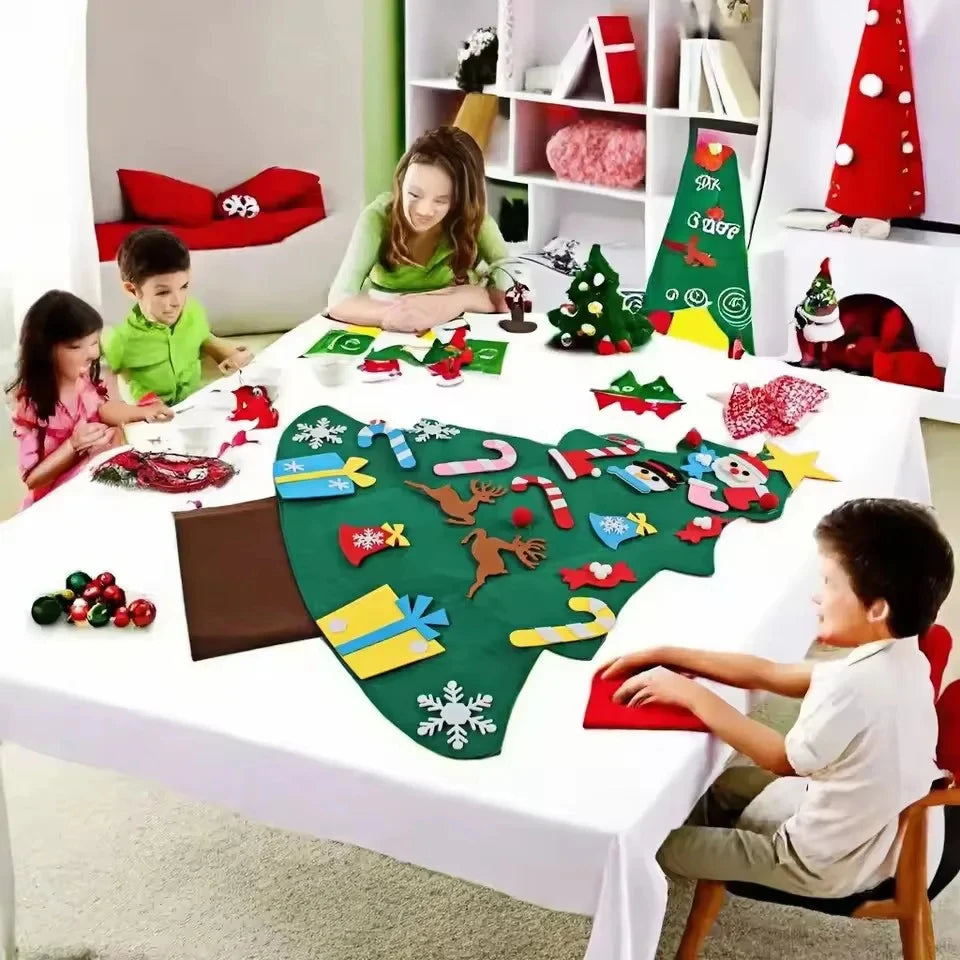 DIY Felt Christmas Tree Christmas Decoration for Home New Year Christmas Ornaments Santa Claus Xmas Kids Gifts Wall Decoration