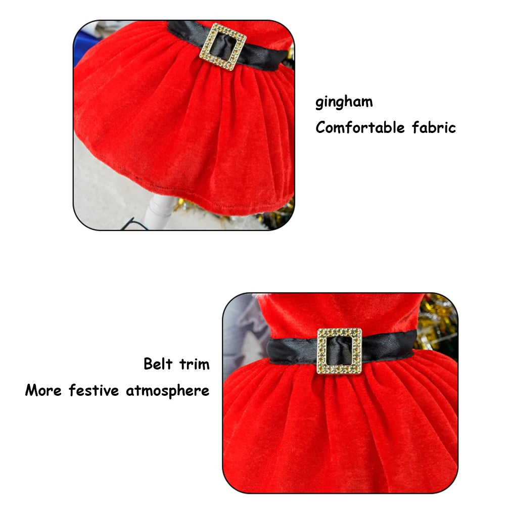 Dog Girls Winter Clothes Comfortable Christmas Dog Dress Soft Small Pet Red Skirt Suit Easy To Clean Christmas Dress Up Supplies
