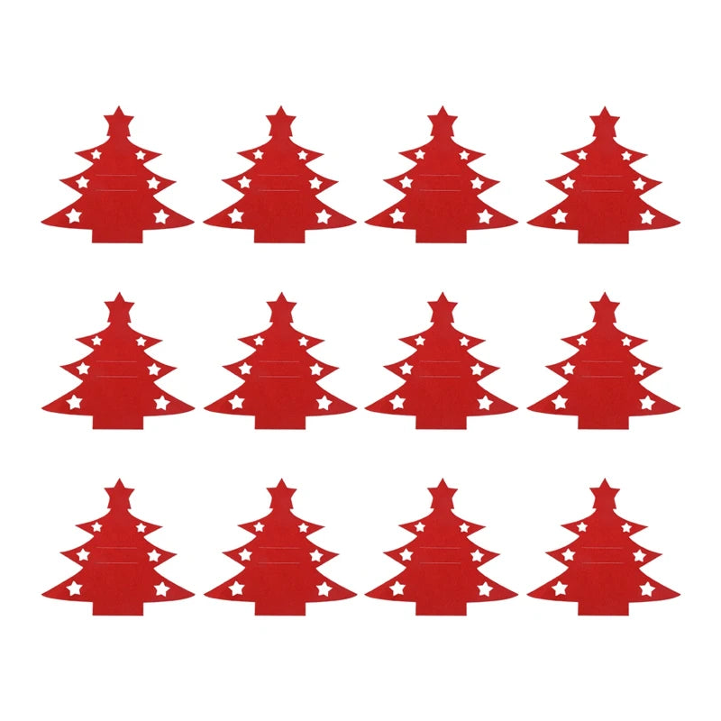 12pcs Christmas Felt Cutlery Holders with Tree Snowflake Design Merry Christmas Decoration for Home 2025 Navidad Natal New Year