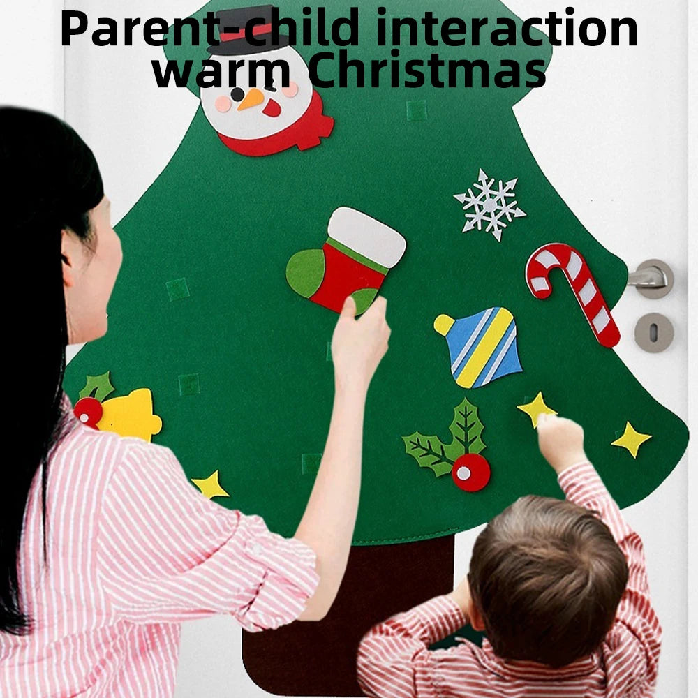 DIY Felt Christmas Tree Christmas Decoration for Home New Year Christmas Ornaments Santa Claus Xmas Kids Gifts Wall Decoration
