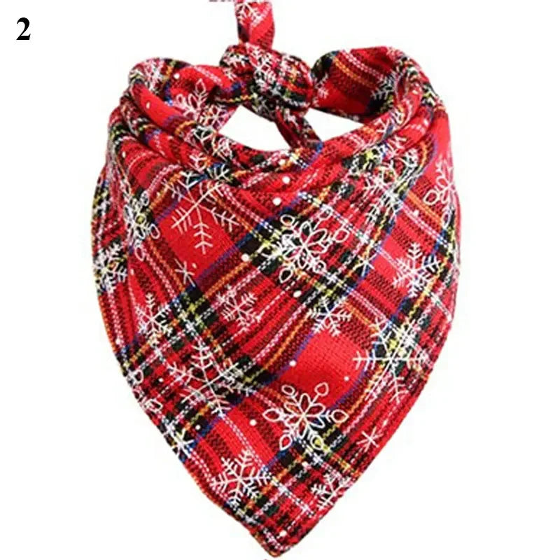 Dog Bandanas Large Pet Scarf Christmas Snow Print Dog Cotton Plaid WashableBow Ties Collar Cat Dog Scarf Large Accessories