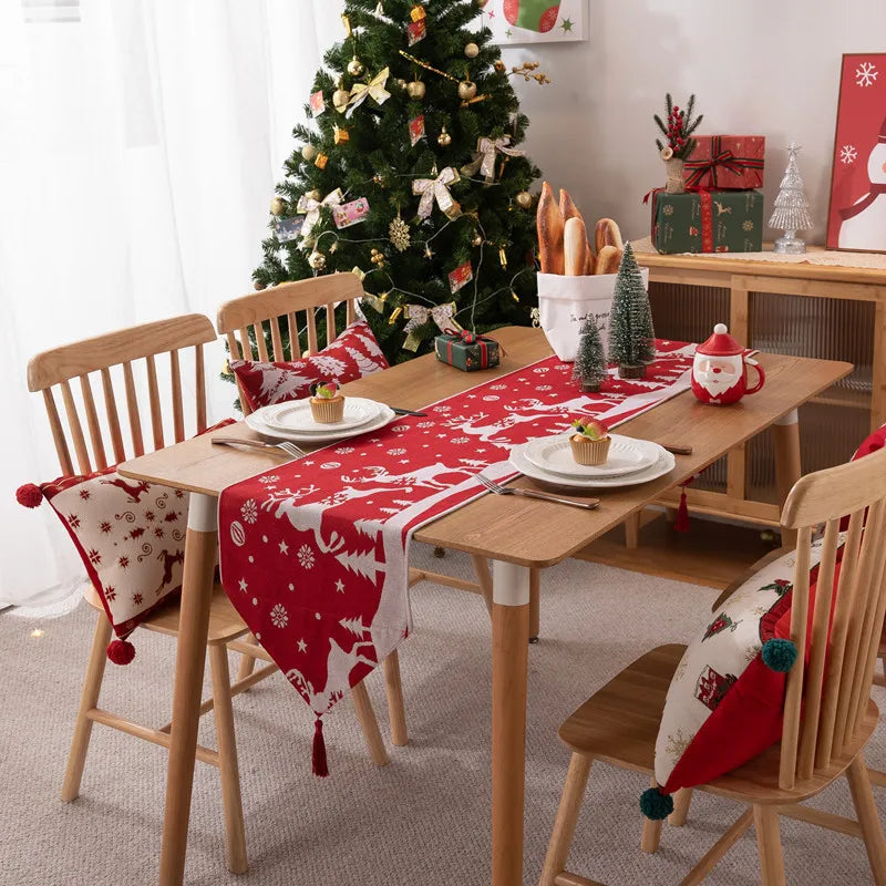 Christmas Table Runner Soft Durable Seasonal Winter Xmas Holiday Kitchen Dining Table Decoration for Indoor Outdoor Home Party