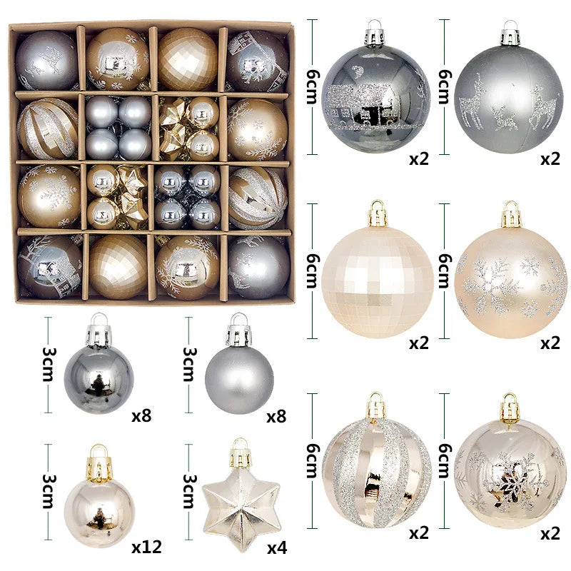 44Pcs 6CM Christmas Ball Christmas Decoration Xmas Tree Pendent Ornaments Home Decor Navidad Party New Year 2026 Party Supplies