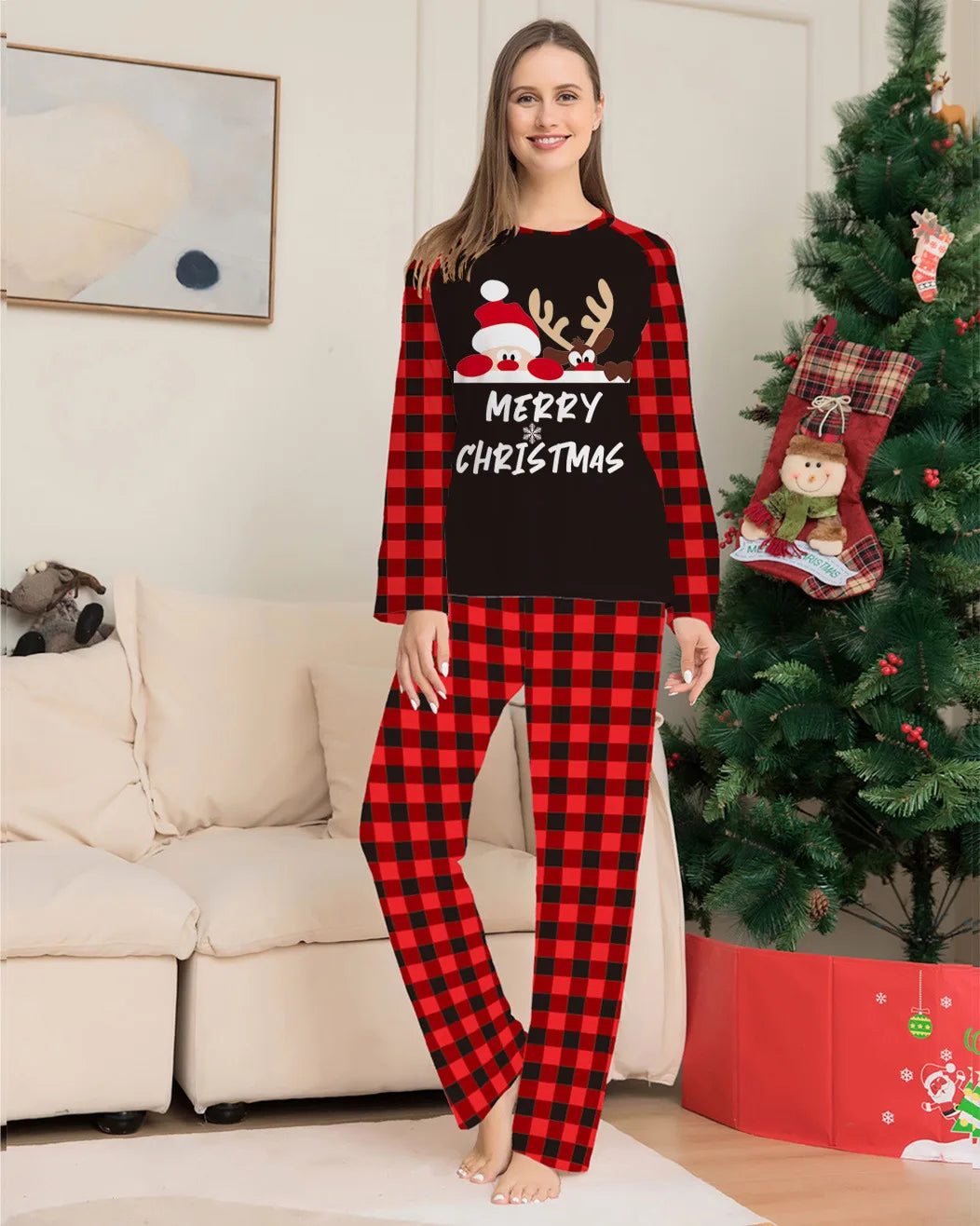 Christmas Family Pajamas – Santa Claus Print Matching Sleepwear for Men & Women
