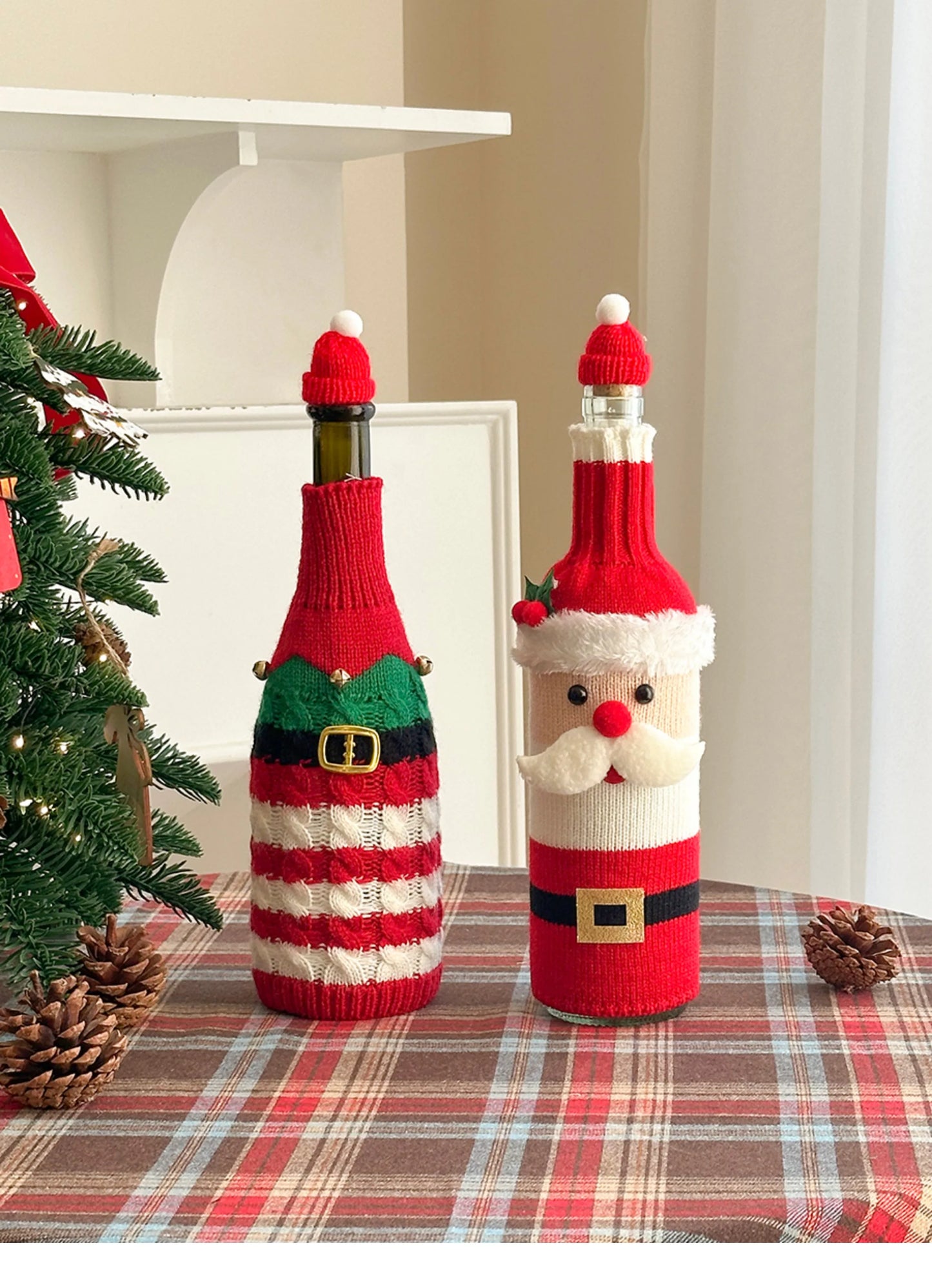 Christmas Supplies Christmas Home Decorations Knitted Wine Bottle Cover for Red Wine Champagne Bottles Restaurant Party Supplies