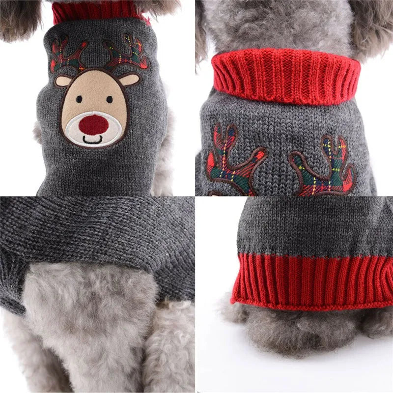 Cute Cartoon Reindeer Sweater for Pets Warm Costume Christmas Dog Sweater Puppy and Cat Jumper Knitwears Winter Dog Clothes