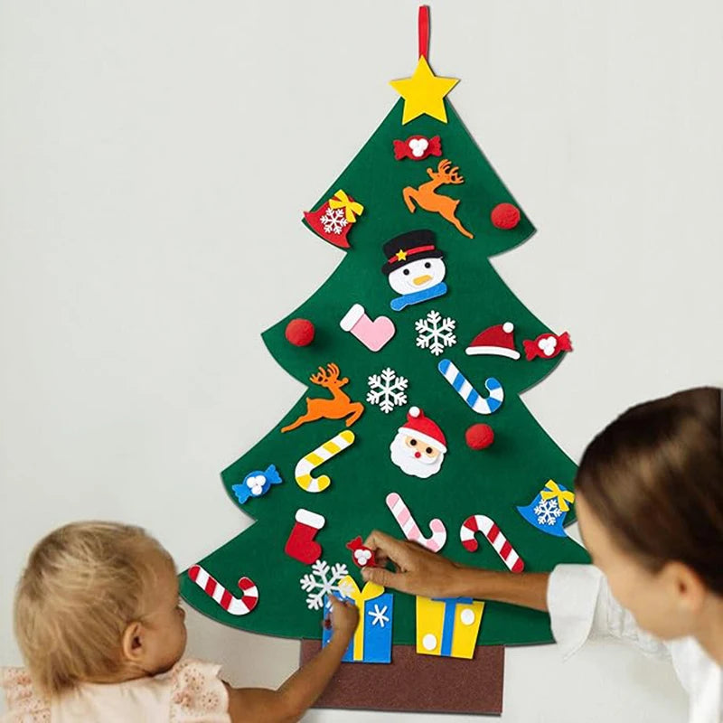 DIY Felt Christmas Tree Christmas Decoration for Home New Year Christmas Ornaments Santa Claus Xmas Kids Gifts Wall Decoration