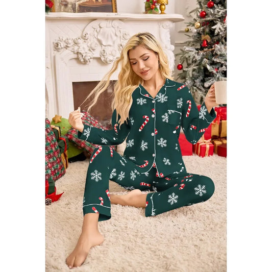Autumn and Winter New Women's Christmas New Year Holiday Pajamas Long-Sleeved Long Pants Christmas Pajamas Homewear Set 2025