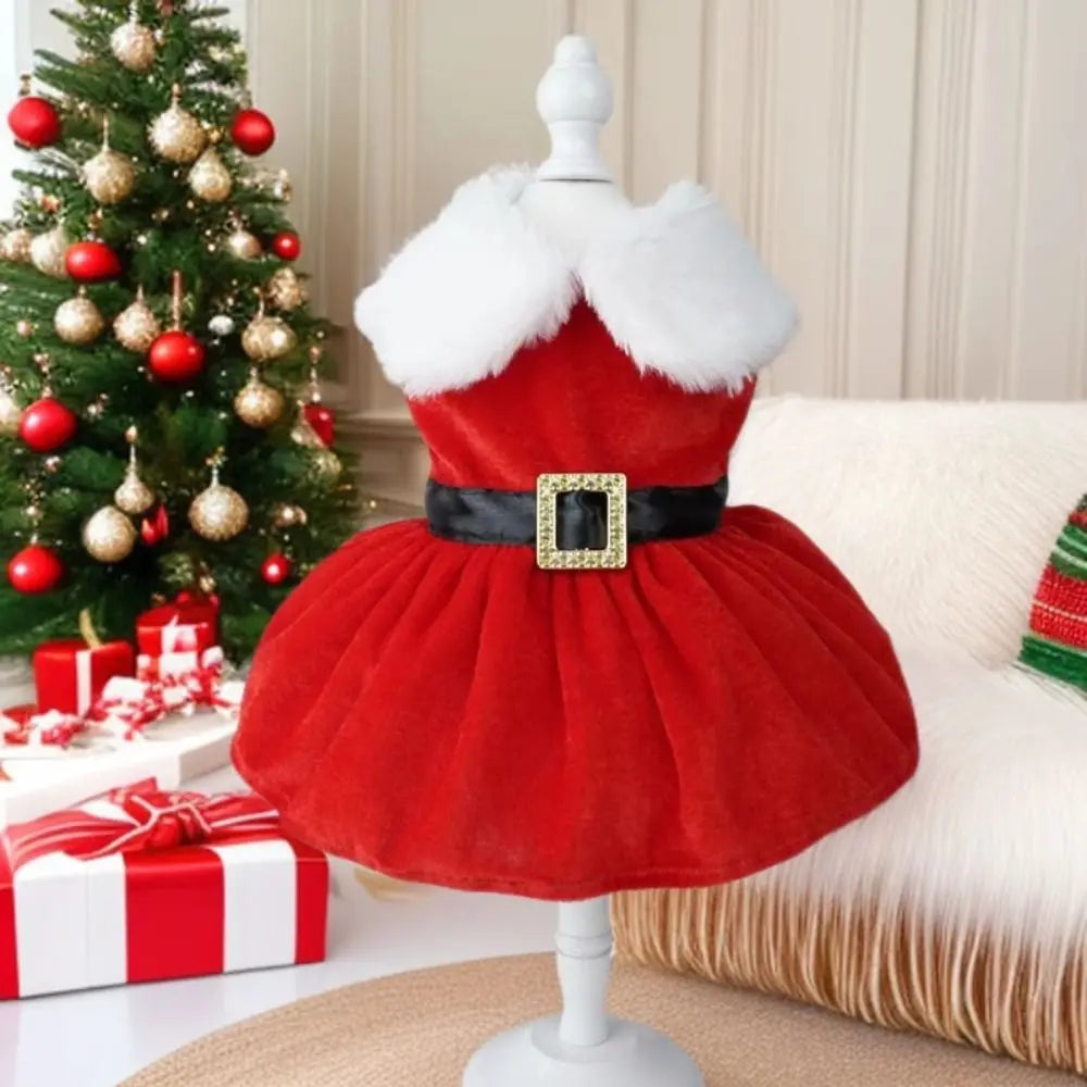 Fashion Cute Santa Claus Dog Skirt Soft Breathable Cats Christmas Dress Warm Pet Christmas Costume Xmas