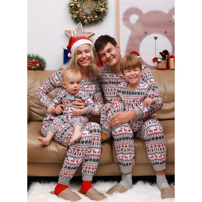 Christmas Family Pajamas Set – Matching Deer Sleepwear for Adults & Kids (2-Piece)