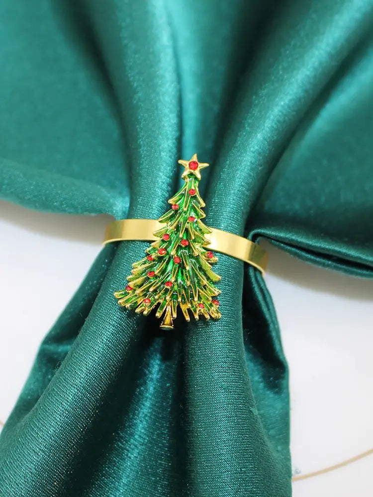 6Pcs Christmas Napkin Rings Xmas Pine Cone Wreath Car Napkin  Buckle for Christmas Wedding Party Table Decoration HWC255