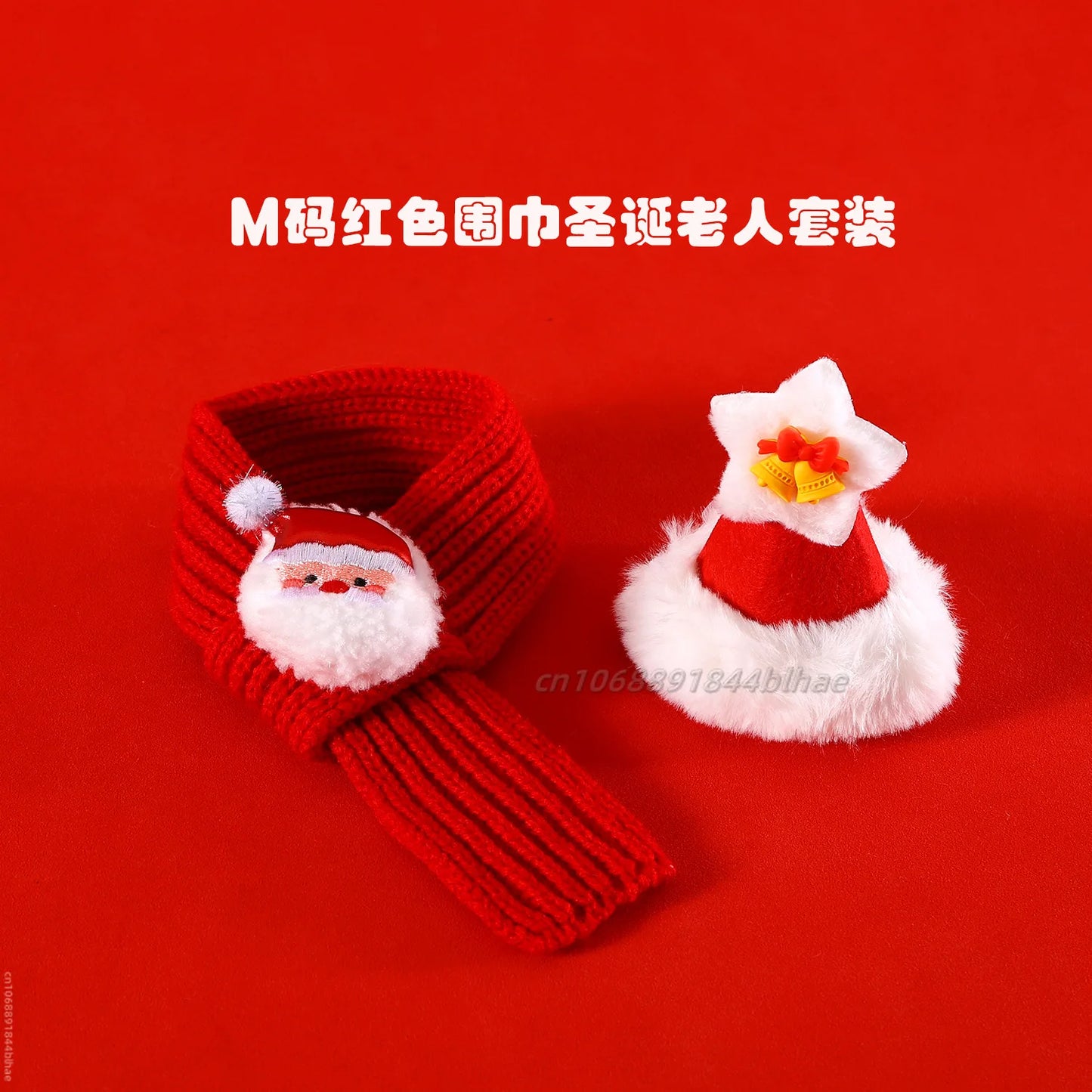 Elk Pet Dog Knitted Christmas Scarf Cat Hat Dog Yarn Cartoon Elk Snowman Warm Plush Hat Set Dog Accessories for Small Dogs