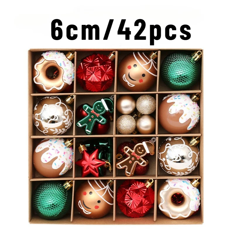42pcs/16pcs Xmas Gift Christmas Ball Set Unique Shaped Painted Christmas Tree Ornaments Reindeer Decorative Hanging Ornaments