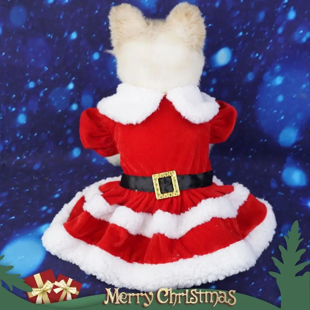 Fashion Cute Santa Claus Dog Skirt Soft Breathable Cats Christmas Dress Warm Pet Christmas Costume Xmas