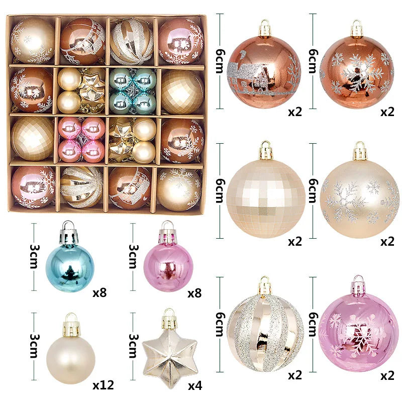 44Pcs 6CM Christmas Ball Christmas Decoration Xmas Tree Pendent Ornaments Home Decor Navidad Party New Year 2026 Party Supplies