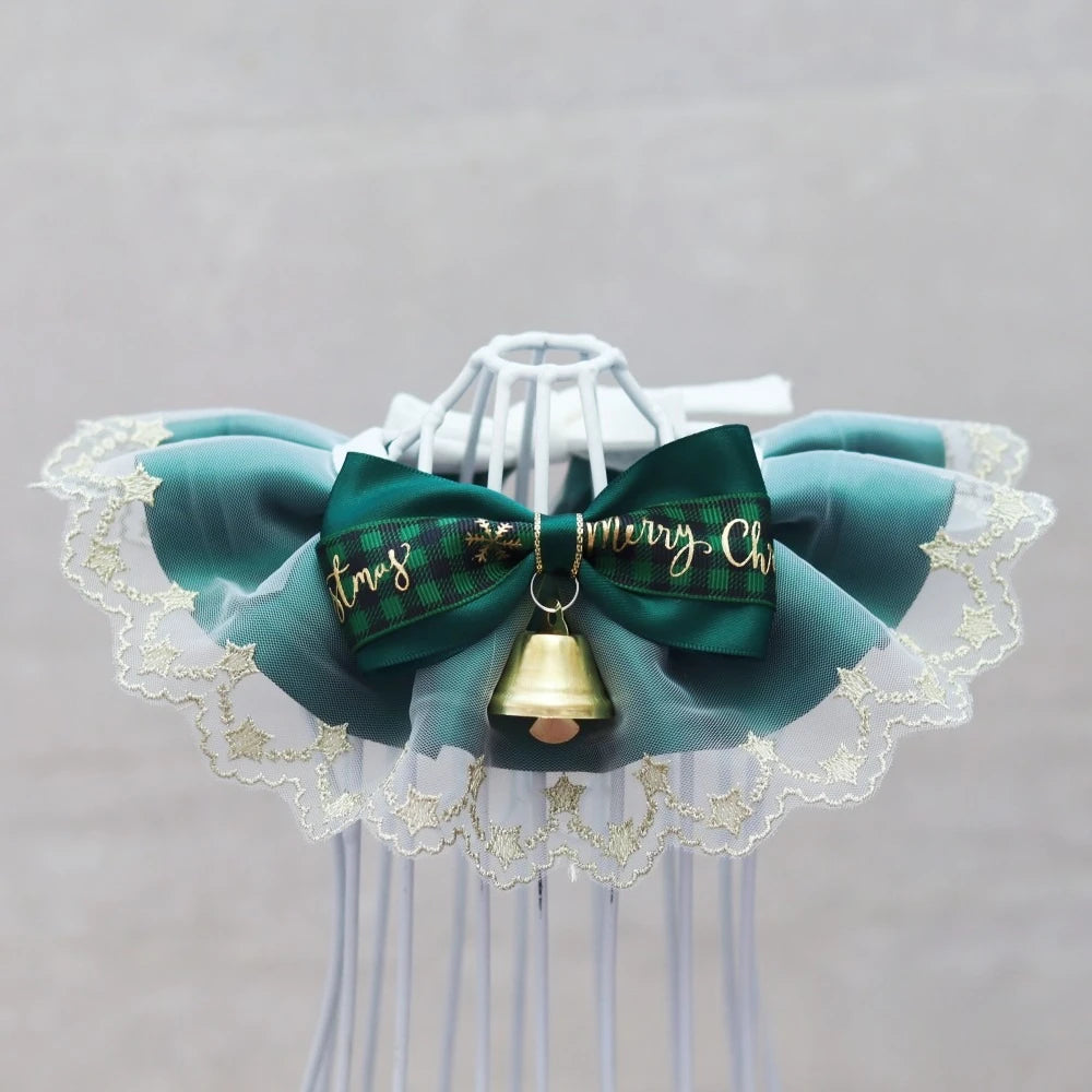 Pet Bib Drool Towel Lace Bib Dog Cat Lace Neck Collar Christmas and New Year Drool Towel Puppy Accessories for Small Dogs