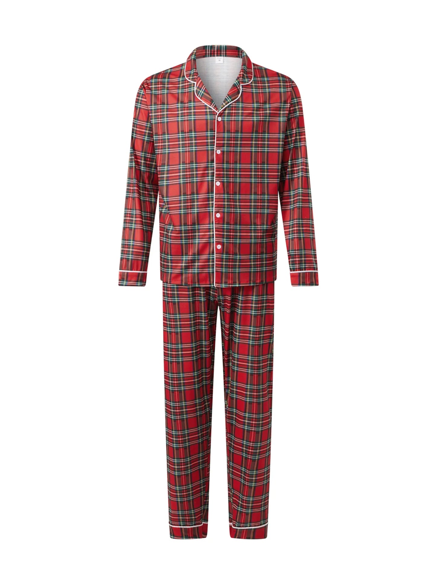 Family Christmas Pajamas Matching Plaid Tops and Elastic Waist Pants Baby Romper Loungewear
