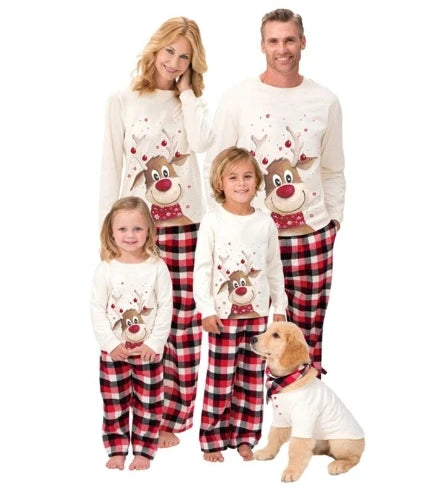 Christmas Family Pajamas Set – Matching Deer Sleepwear for Adults & Kids (2-Piece)