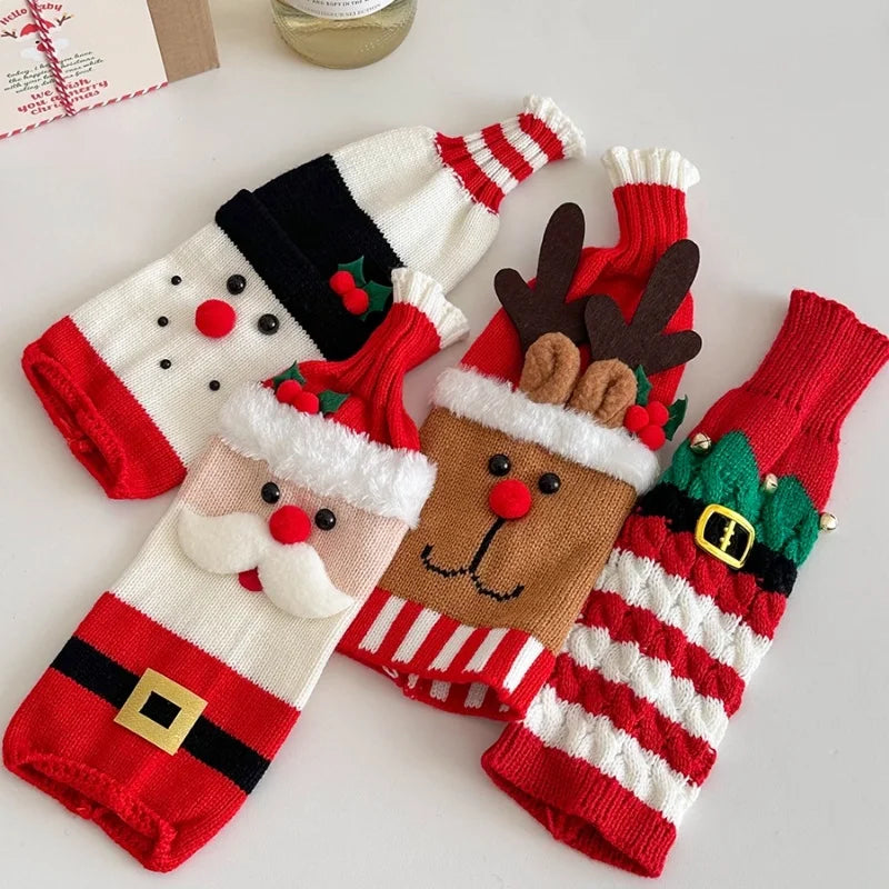 Christmas Supplies Christmas Home Decorations Knitted Wine Bottle Cover for Red Wine Champagne Bottles Restaurant Party Supplies