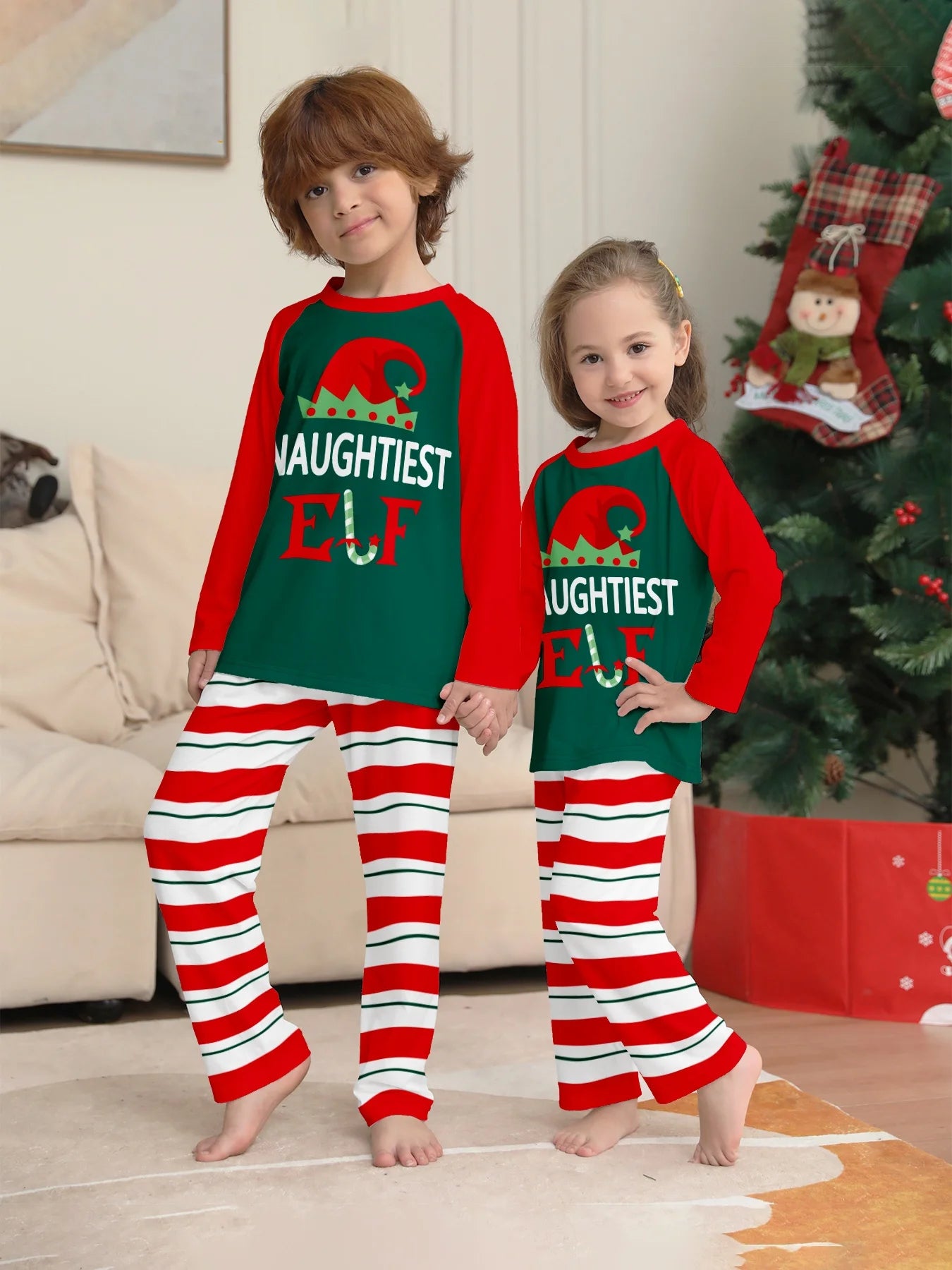 New Year's Costumes 2025 Cartoon Print Christmas Family Matching Pajamas Women Men Boys Girls Soft Clothing Set Cute Xmas Look