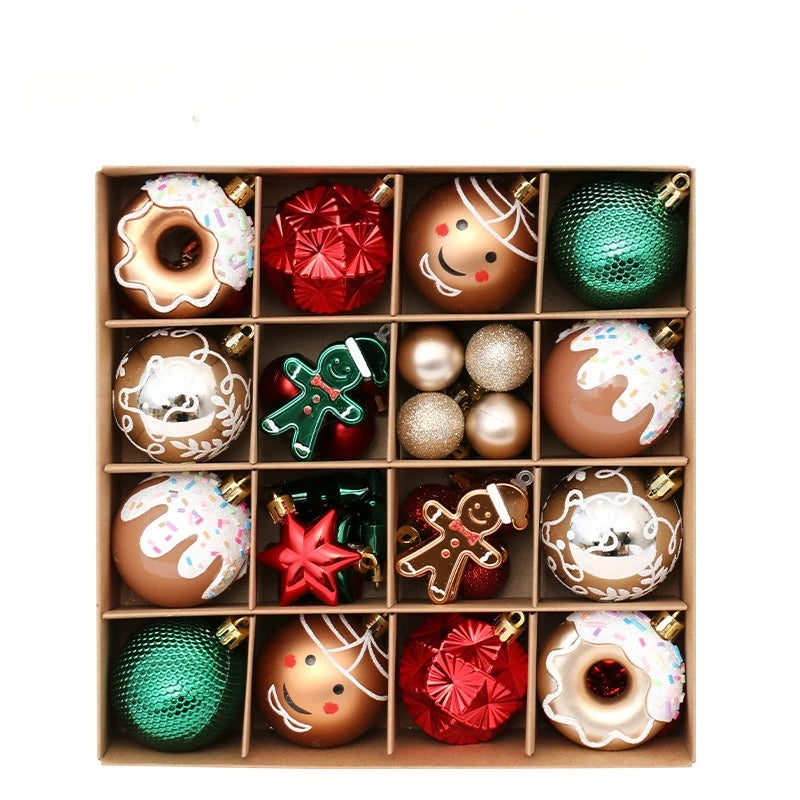 42pcs/16pcs Xmas Gift Christmas Ball Set Unique Shaped Painted Christmas Tree Ornaments Reindeer Decorative Hanging Ornaments