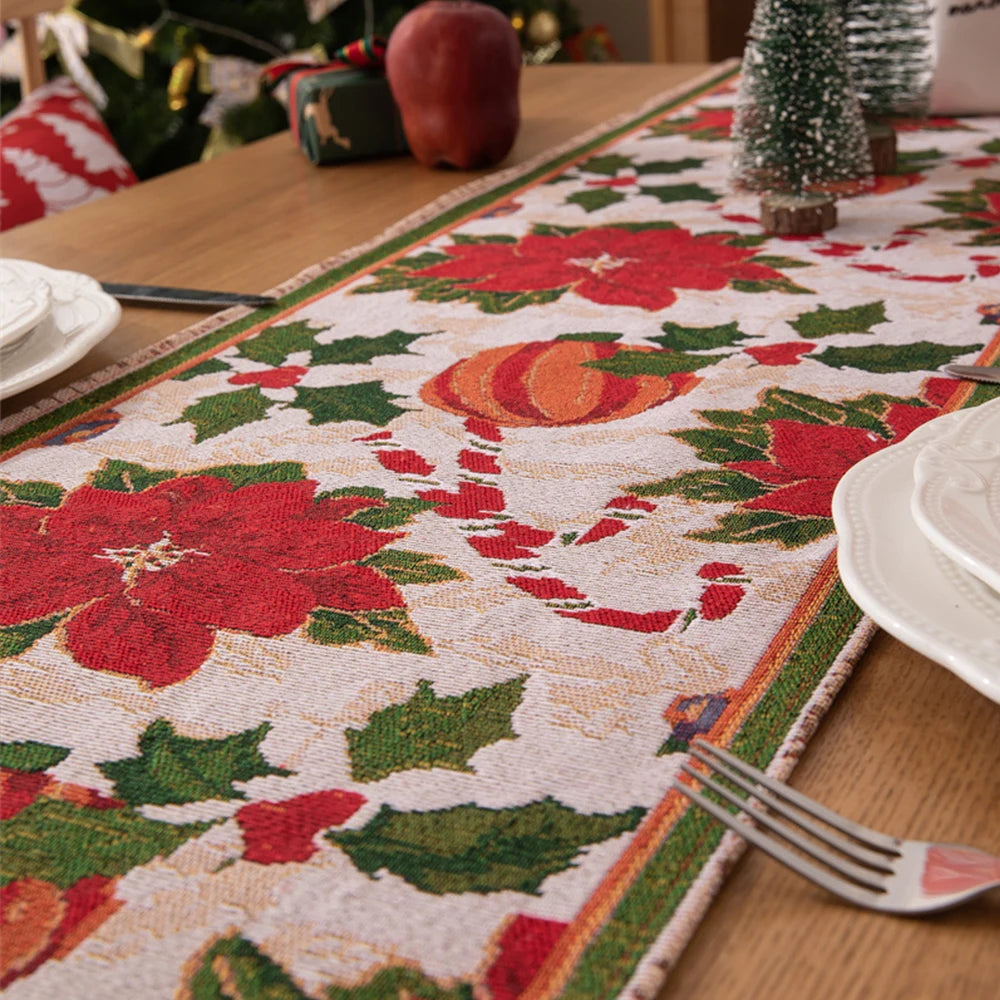 Christmas Table Runner Soft Durable Seasonal Winter Xmas Holiday Kitchen Dining Table Decoration for Indoor Outdoor Home Party