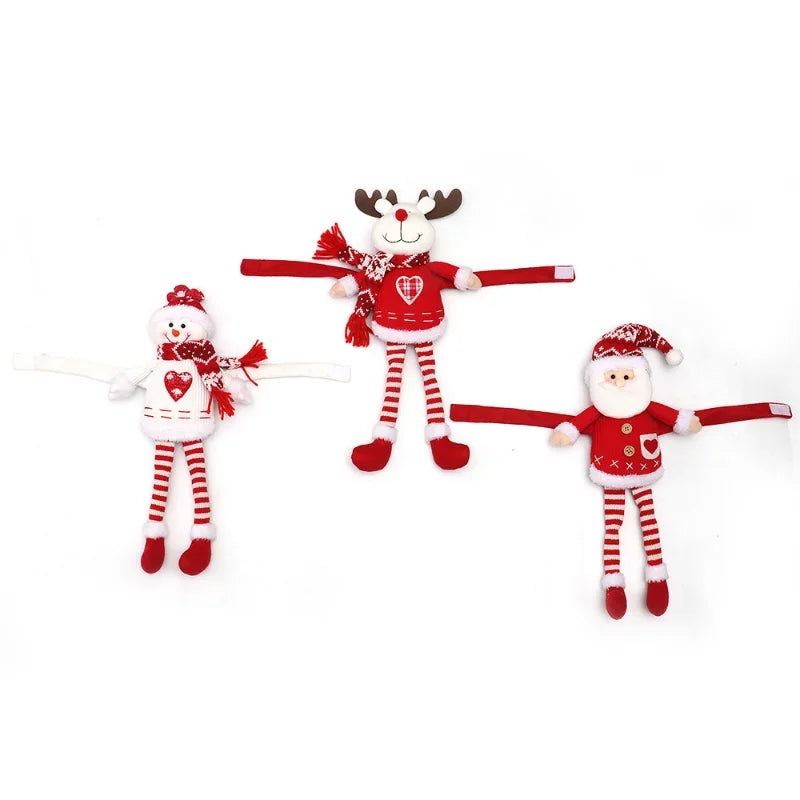 Christmas Curtain Decoration Christmas Doll Santa Claus Elk Snowman Home Ornaments Christmas New Year Party Decorations Gifts