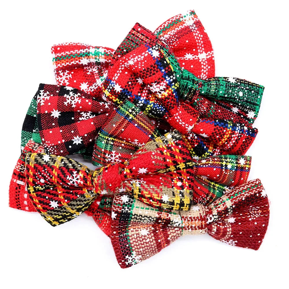 50PCS Christmas Dog Bows Removable Small Dogs Collar Pets Dogs Bow Tie Dog Christmas Accessories Pet Supplies Small Dog Bowties