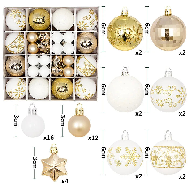 44Pcs 6CM Christmas Ball Christmas Decoration Xmas Tree Pendent Ornaments Home Decor Navidad Party New Year 2026 Party Supplies