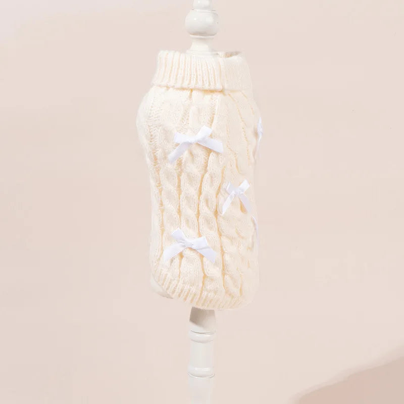 2025 New Pet Christmas Sweater Bowknot Princess Sweater For Cats Dogs Warm Winter Fall Apparel For Small Medium Pets