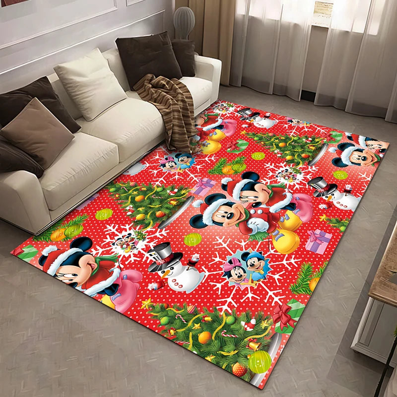 Christmas Disney Mickey Mouse Carpet for Living Room Home Decor Large Area Rug Bedroom Floor Rug Non-slip Easy Washable Mat