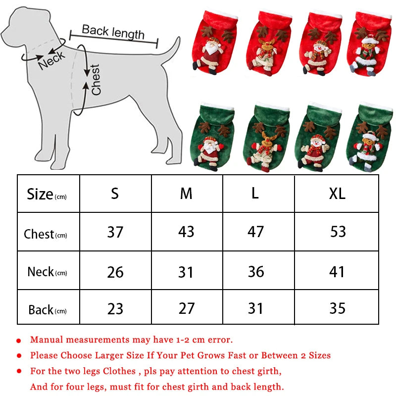 Christmas Dog Clothes Autumn and Winter Flannel Cats Dogs Hoodies Pet Clothes for Small Medium Dogs Christmas Dog Cat Costume