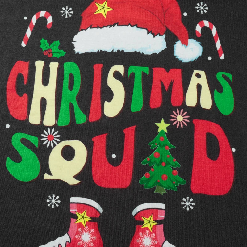 Christmas Family Pajamas – Long Sleeve Letter & Boots Top with Buffalo Plaid Pants