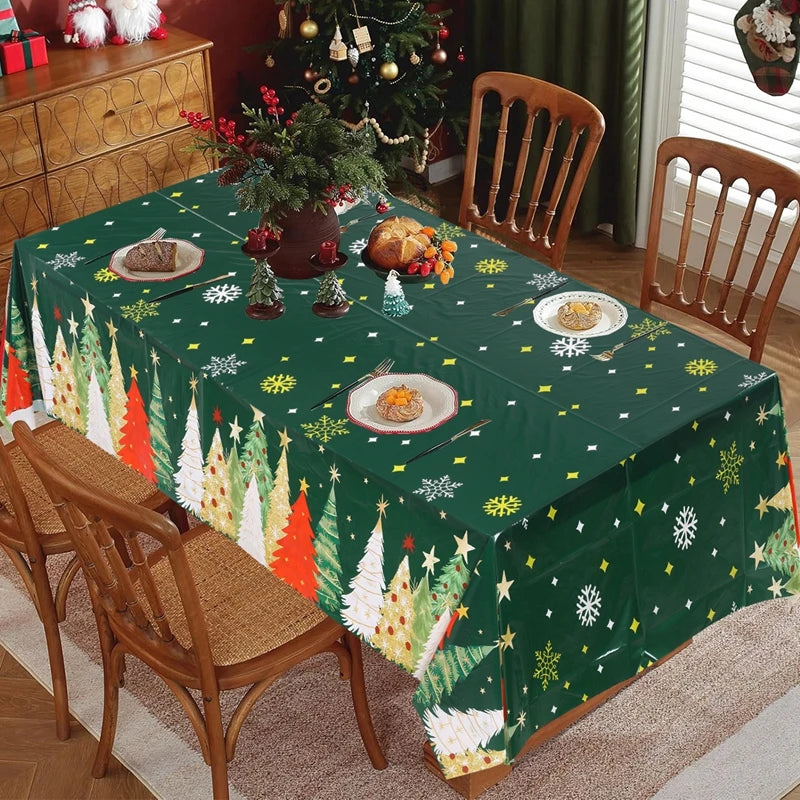 Christmas Tablecloth Christmas Party Decoration 2025 Xmas Table Decor Santa Claus Table Cover Navidad Natal New Year Gift 2026