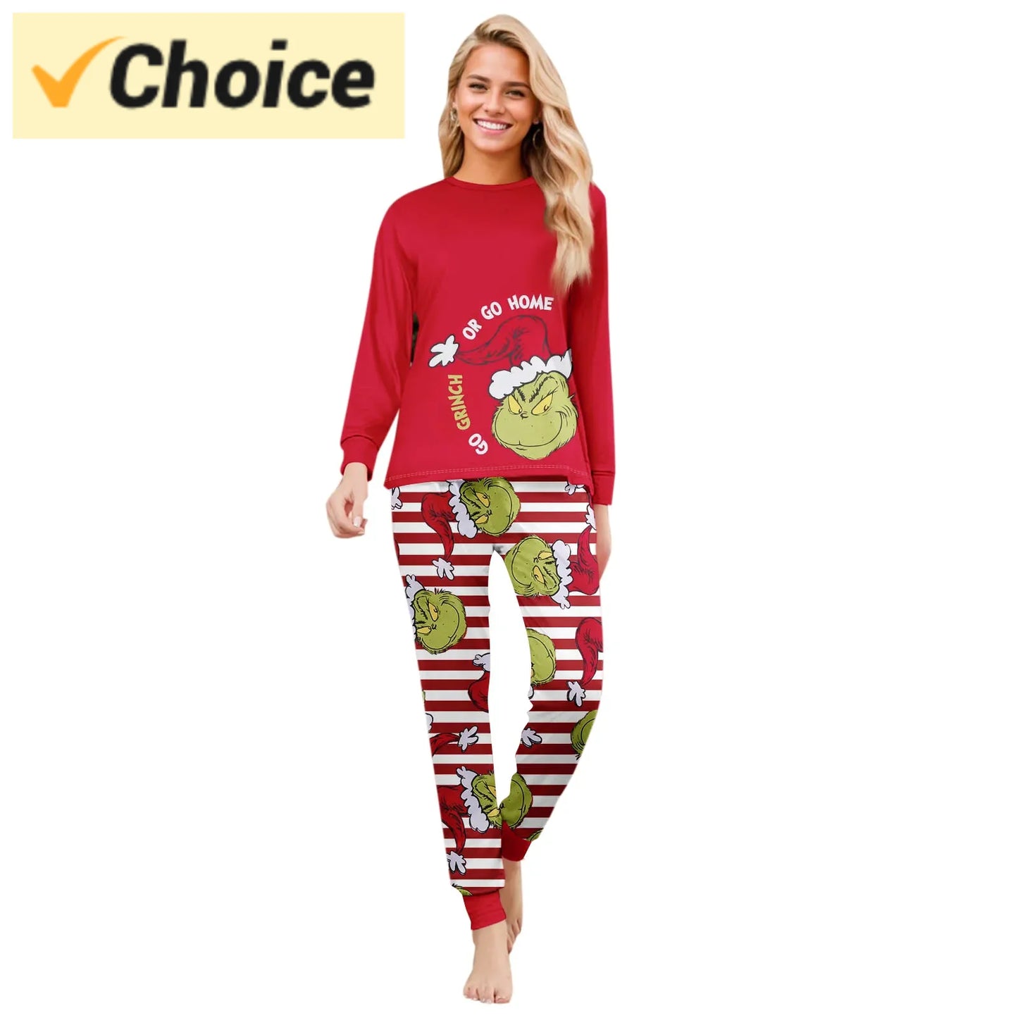 Christmas Print Cute Family Set Pajamas, Home Clothes, Family Set Long Sleeve Top Pants Set