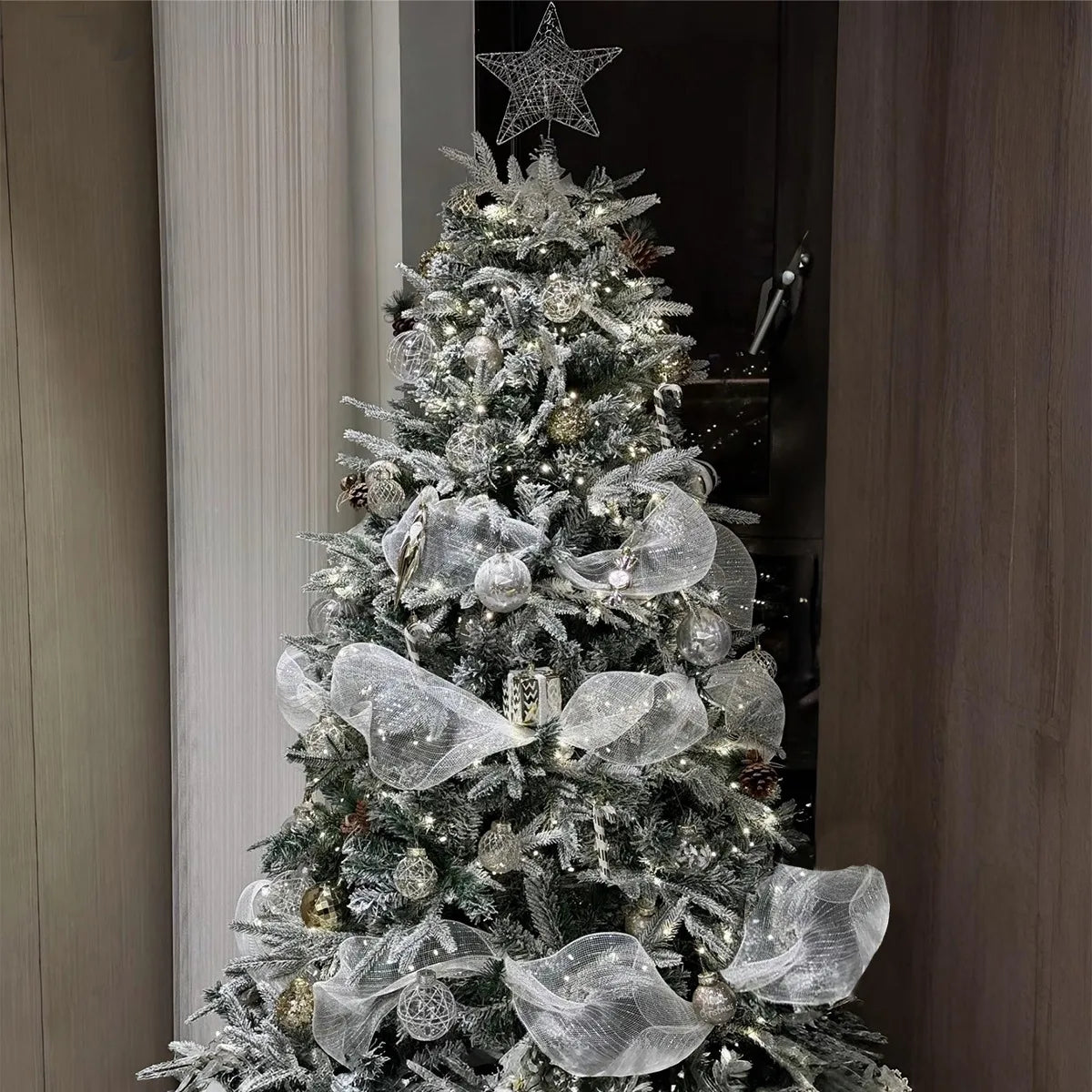 1Roll Christmas Mesh Ribbon DIY Wreath Bow Ribbon Christmas Tree Decorations For Home 2025 Xmas Gifts Navidad Noel New Year 2026