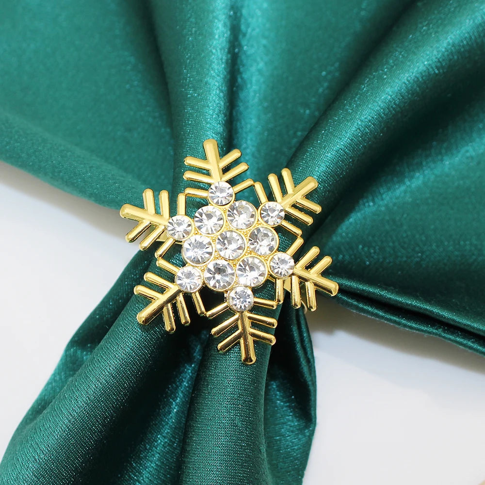 8Pcs Christmas Napkin Rings Set Nutcracker Soldier Elk Xmas Tree Snowflake Napkin Holders for New Year 2025 Party Table Decor
