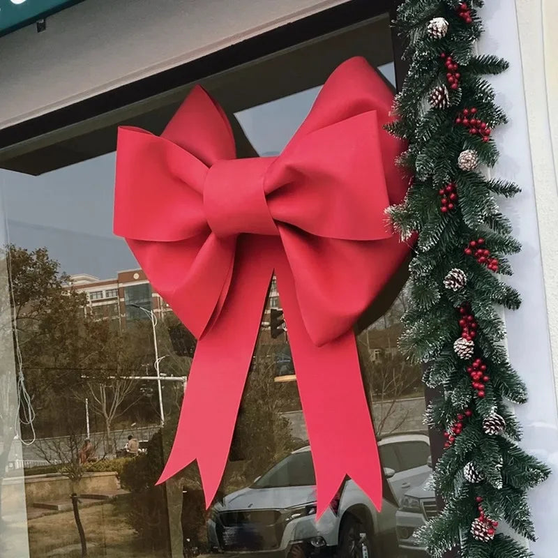 Pink/Red Christmas Bows Outdoor Decorations Large Christmas Tree Top Bow Velvet Wreath Birthday Christmas Front Door Decoration