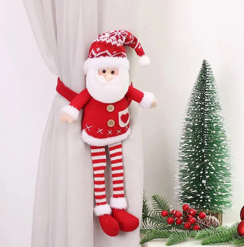 Christmas Curtain Decoration Christmas Doll Santa Claus Elk Snowman Home Ornaments Christmas New Year Party Decorations Gifts