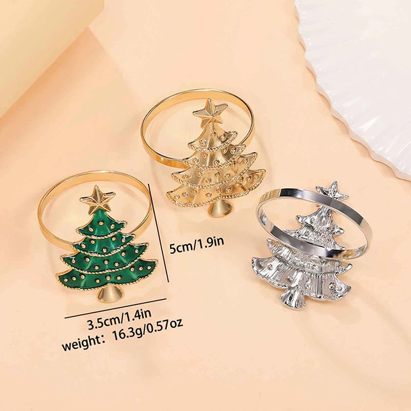 6 Pcs Christmas Home Kitchen Dinner Table Decoration New Year Party Supplies Christmas Napkin Rings Xmas Tree Ornaments