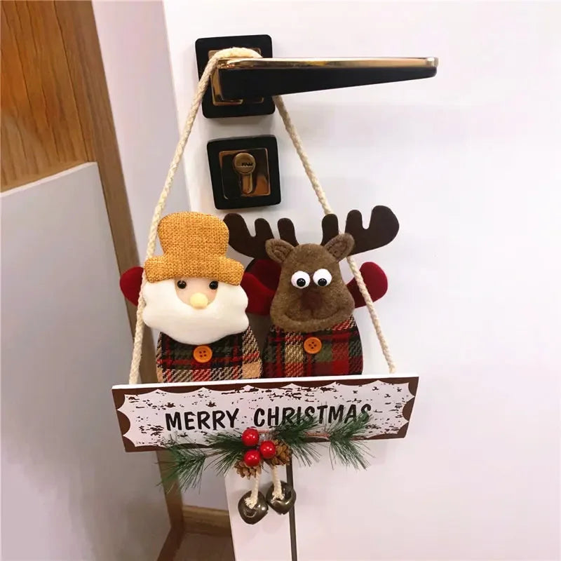 Christmas Decoration Door Hanging Creative Elderly Snowman Elk Bell Display Window Pendant Holiday Gift Scene Decoration