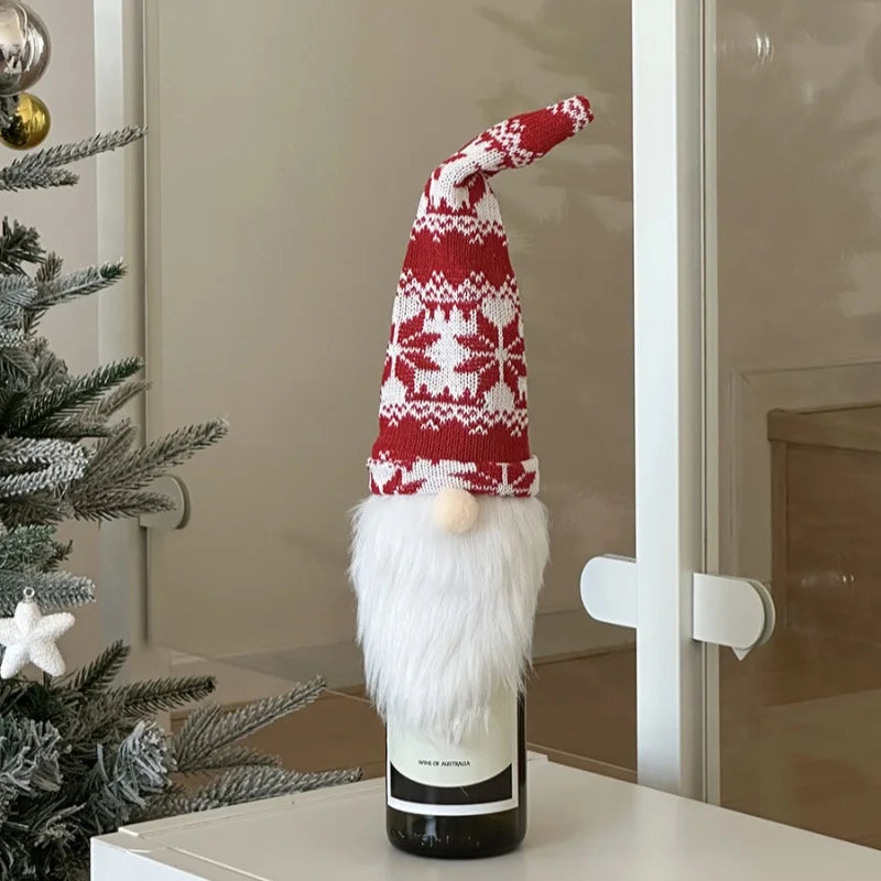 Christmas Supplies Christmas Home Decorations Knitted Wine Bottle Cover for Red Wine Champagne Bottles Restaurant Party Supplies