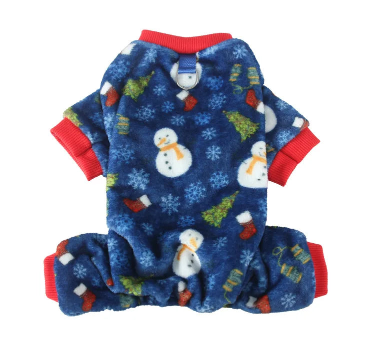 Christmas Pet Dog Pajamas for Cat Clothes Warm Pyjama Jumpsuit for Small Dogs Sleepingwear Winter Flece Pet Chihuahua Coat 강아지옷