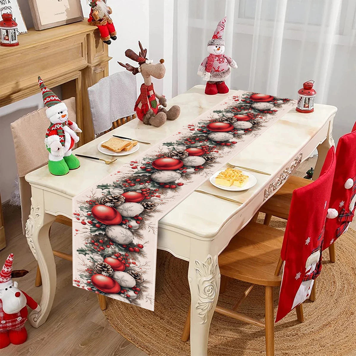 Christmas Table Runner Christmas Home Decorations 2026 Xmas Tablecover Winter Holiday Kitchen Dining Navidad Table Decoration