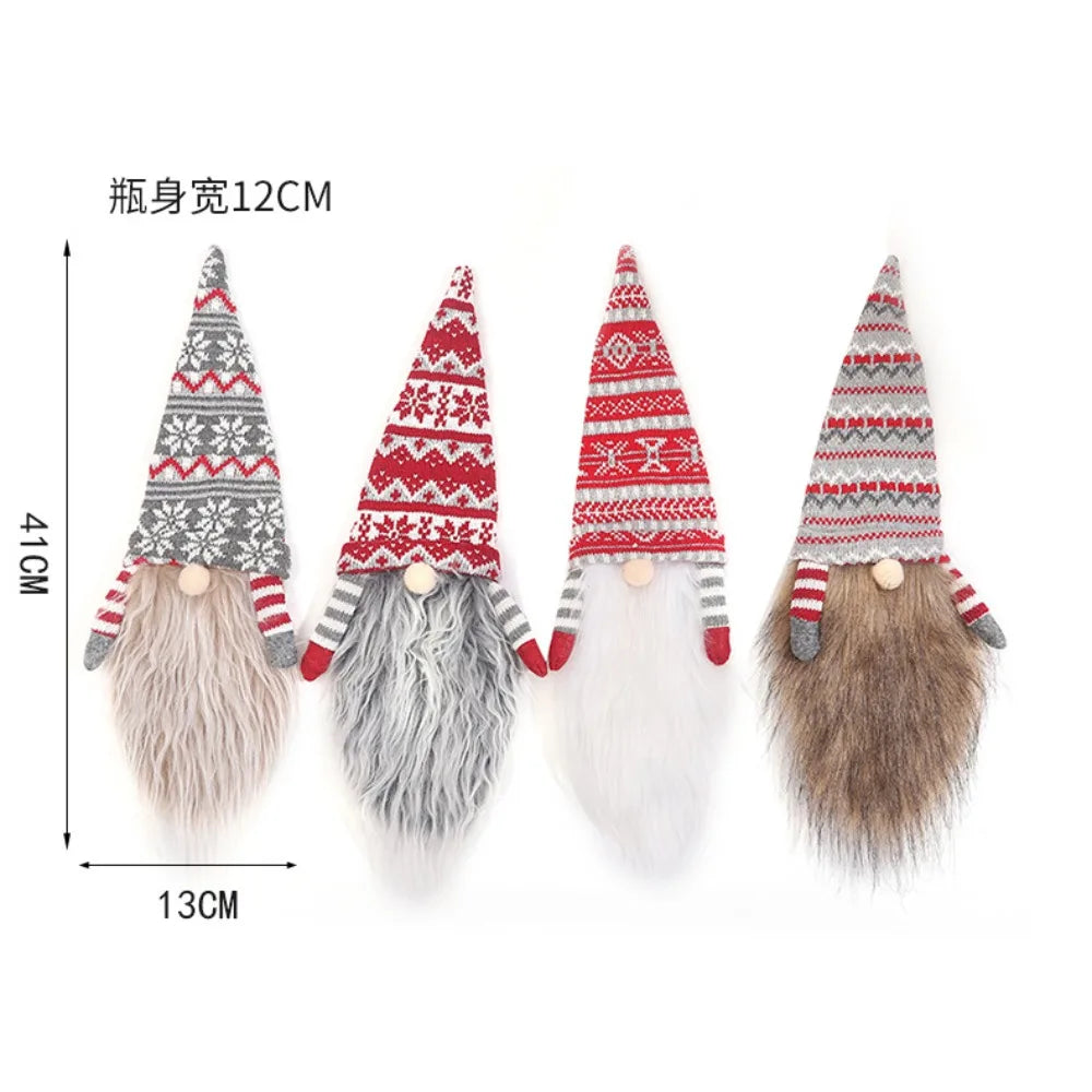 41CM Christmas Gnomes Wine Bottle Decorations Faceless Santa Claus Wine Gift Bag Cover Party Family Gathering Holiday Decor