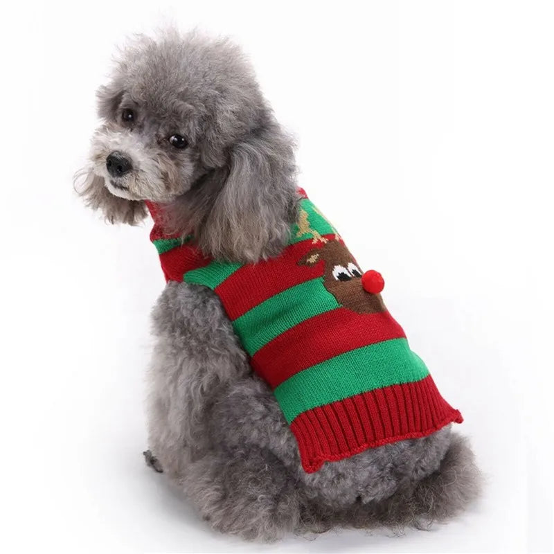 Cute Cartoon Reindeer Sweater for Pets Warm Costume Christmas Dog Sweater Puppy and Cat Jumper Knitwears Winter Dog Clothes