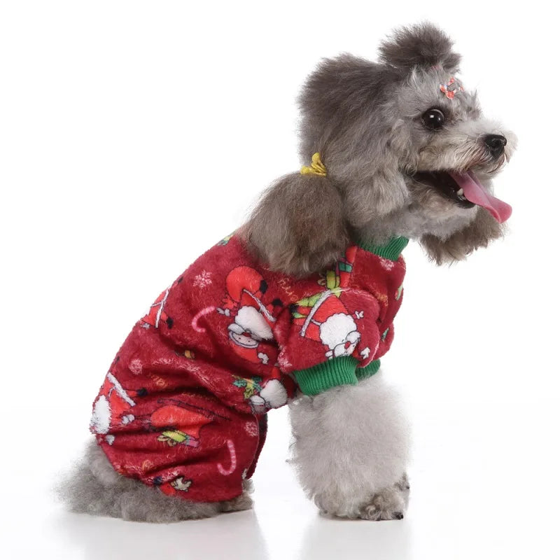 Christmas Winter Dog Pajamas Warm Pet Clothes For Small Dogs Cat Pyjama Dog Puppy Jumpsuit Medium Dogs Sleeping wear Clothing
