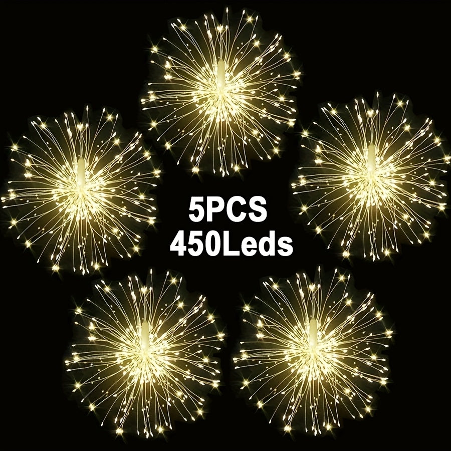 Solar Firework Starburst Lights (4–5 Pack) – LED Outdoor Hanging Lights with 8 Modes